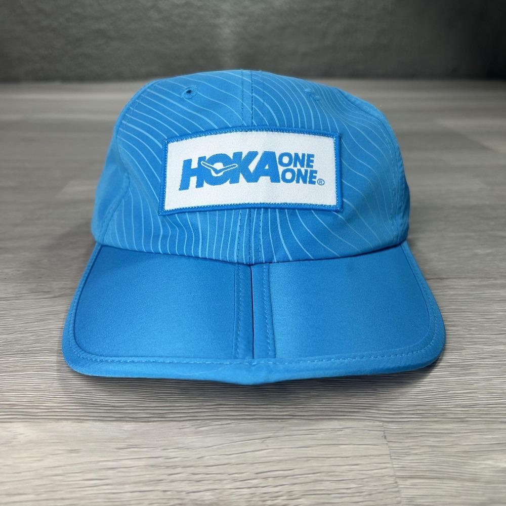 HOKA ONE ONE Hat Cap Strap Back Mens One Size Blue Running 5 Panel Performance